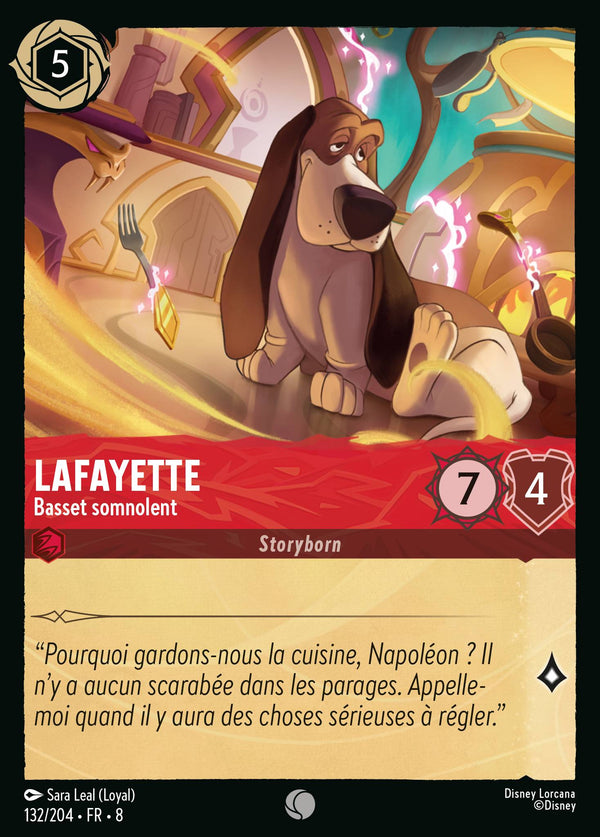 Lafayette - Basset somnolent — Carte Disney Lorcana 132 Le Règne de Jafar