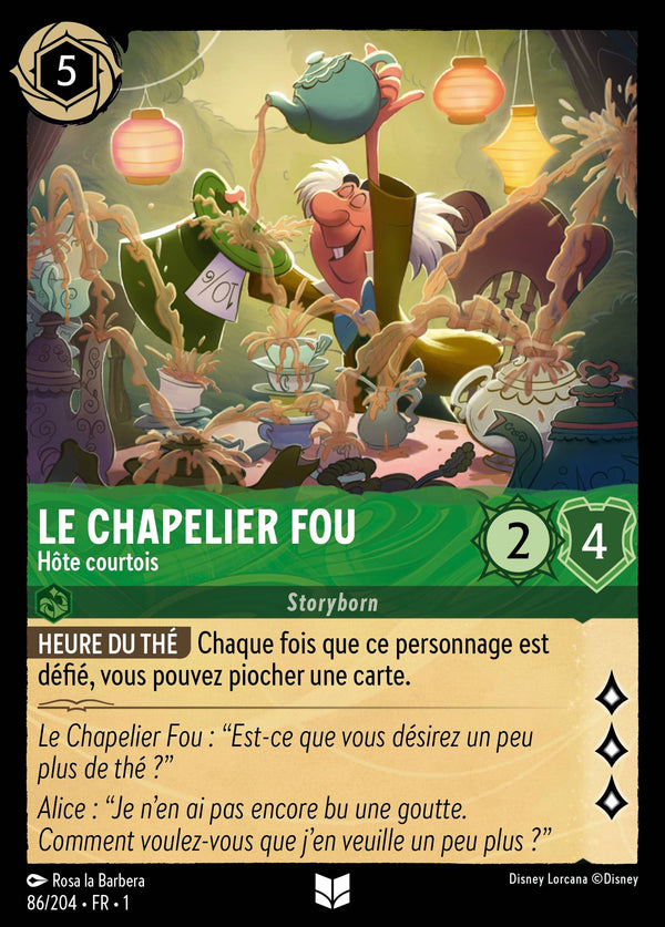 Le Chapelier Fou - Hôte courtois — Carte Disney Lorcana 86 Premier Chapitre