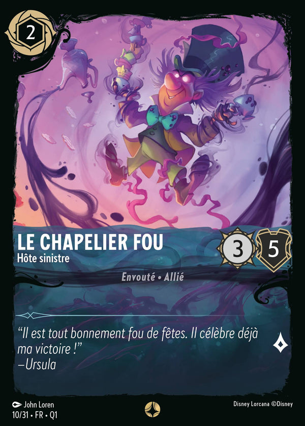 Le Chapelier Fou - Hôte sinistre — Carte Disney Lorcana 10 Quête des Illumineurs - Menace des profondeurs