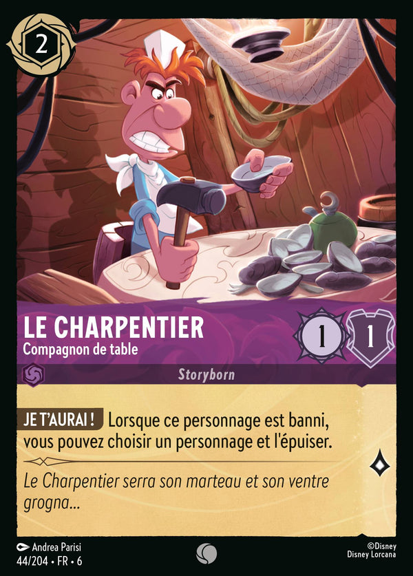 Le Charpentier - Compagnon de table — Carte Disney Lorcana 44 La Mer Azurite