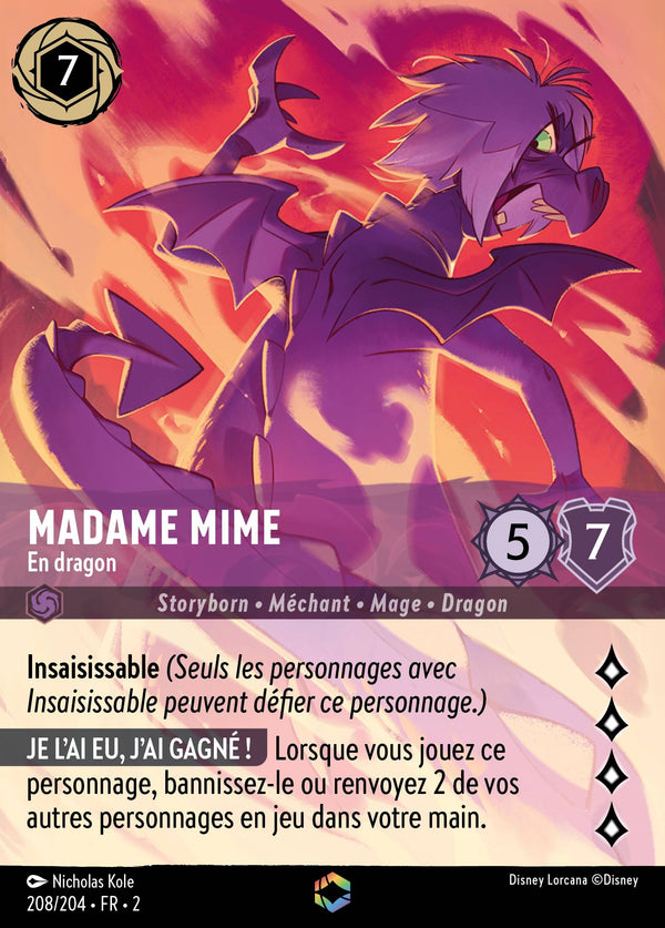Madame Mime - En dragon — Carte Disney Lorcana 208 L'Ascension des Floodborn