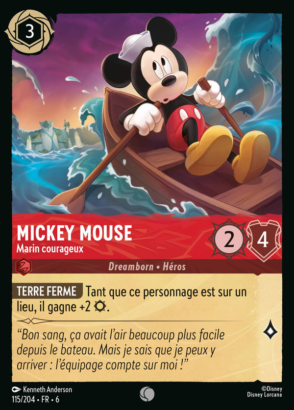 Mickey Mouse - Marin courageux — Carte Disney Lorcana 115 La Mer Azurite