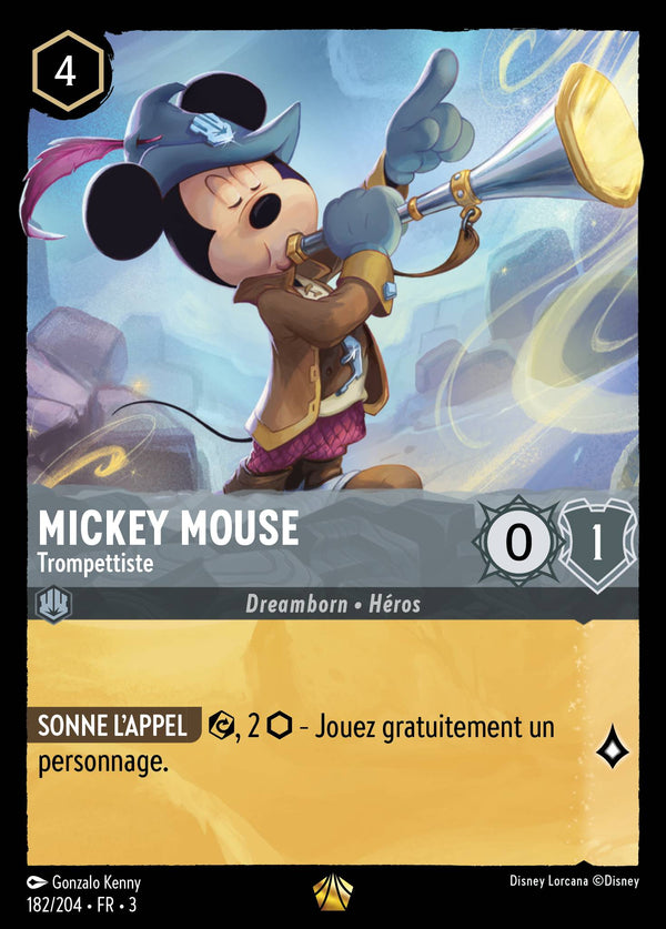 Mickey Mouse - Trompettiste — Carte Disney Lorcana 182 Les Terres d'Encres