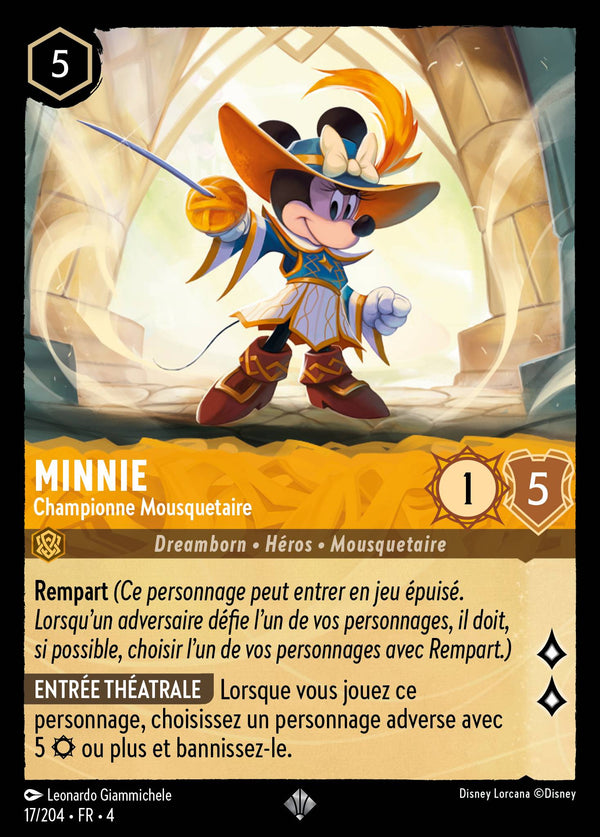 Minnie - Championne Mousquetaire — Carte Disney Lorcana 17 Le Retour d'Ursula