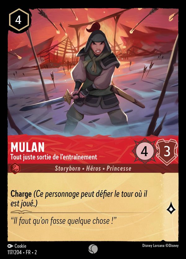 Mulan - Tout juste sortie de l'entraînement — Carte Disney Lorcana 117 L'Ascension des Floodborn