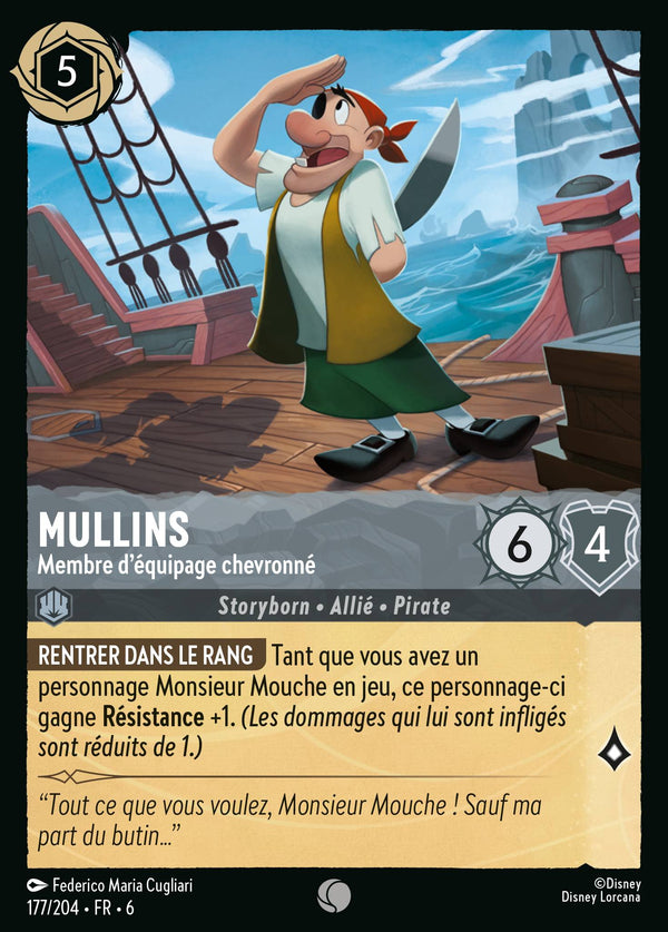 Mullins - Membre d'équipage chevronné — Carte Disney Lorcana 177 La Mer Azurite