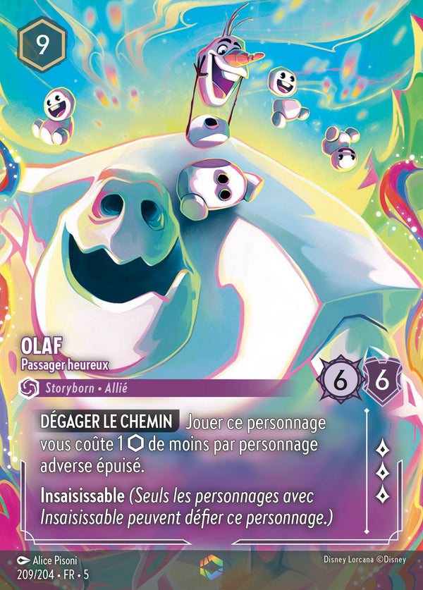 Olaf - Passager heureux — Carte Disney Lorcana 209 Ciel Scintillant