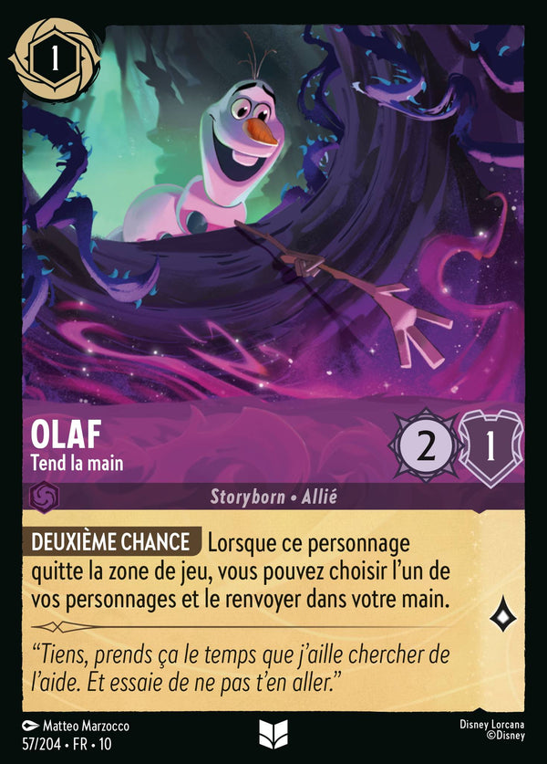 Olaf - Tend la main — Carte Disney Lorcana 57 Lueurs dans les Profondeurs