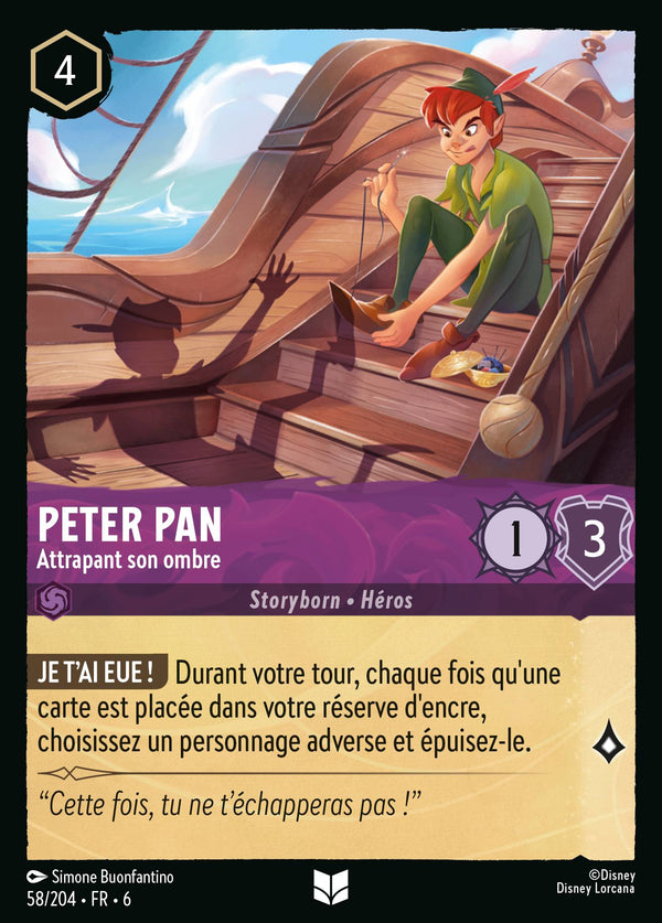 Peter Pan - Attrapant son ombre — Carte Disney Lorcana 58 La Mer Azurite