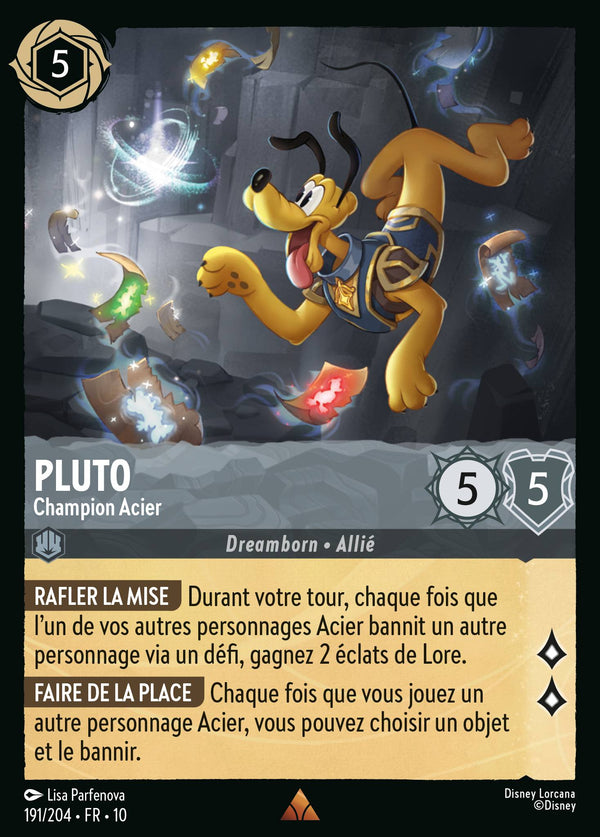Pluto - Champion Acier — Carte Disney Lorcana 191 Lueurs dans les Profondeurs