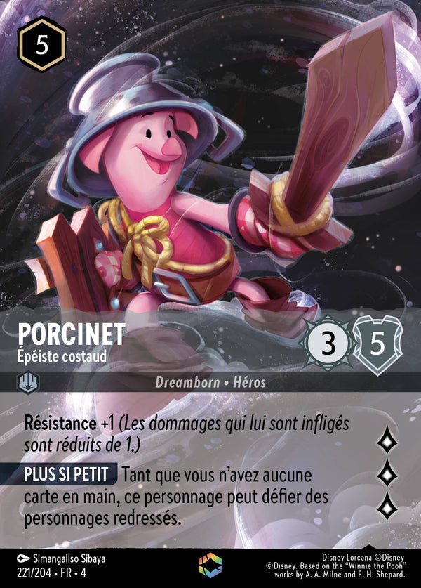 Porcinet - Épéiste costaud — Carte Disney Lorcana 221 Le Retour d'Ursula