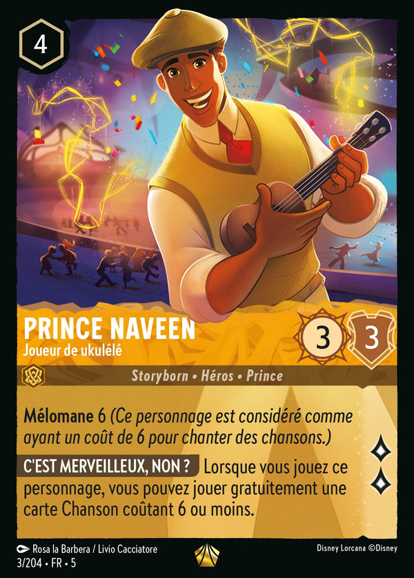 Prince Naveen - Joueur de ukulélé — Carte Disney Lorcana 3 Ciel Scintillant