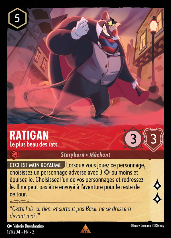 Ratigan - Le plus beau des rats — Carte Disney Lorcana 121 L'Ascension des Floodborn