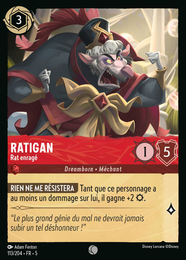 Ratigan - Rat enragé — Carte Disney Lorcana 113 Ciel Scintillant