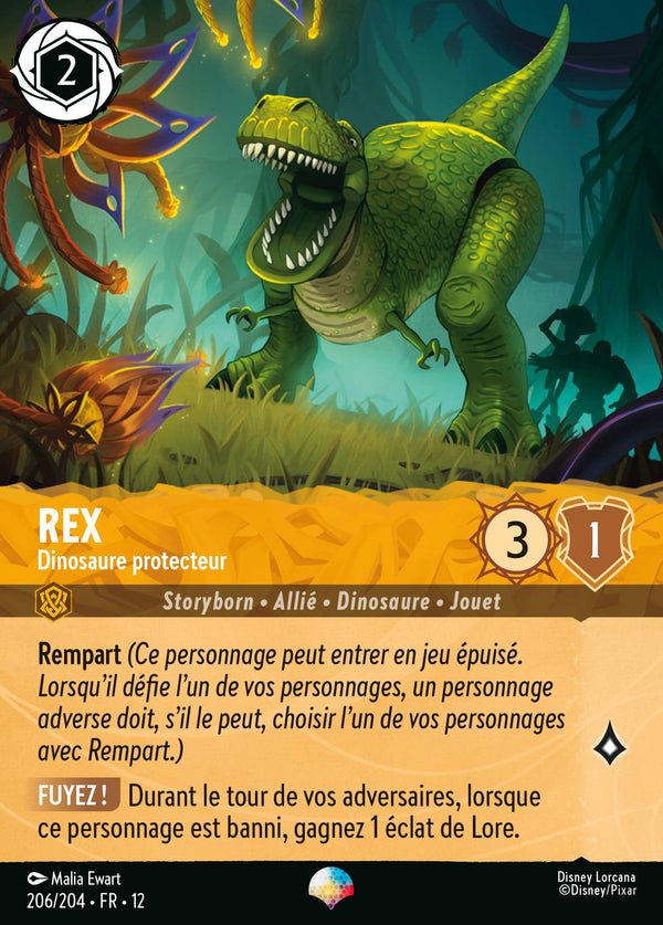 Rex - Dinosaure protecteur — Carte Disney Lorcana 206 Contrées Inconnues