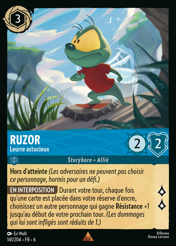 Ruzor - Leurre astucieux — Carte Disney Lorcana 141 La Mer Azurite