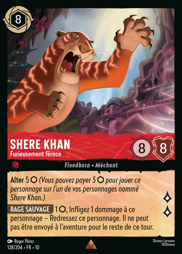 Shere Khan - Furieusement féroce — Carte Disney Lorcana 128 Lueurs dans les Profondeurs