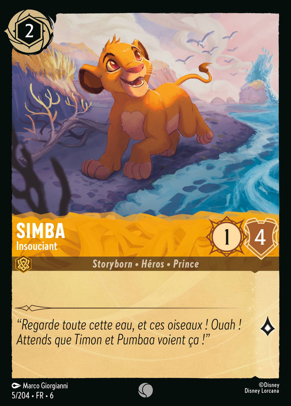 Simba - Insouciant — Carte Disney Lorcana 5 La Mer Azurite