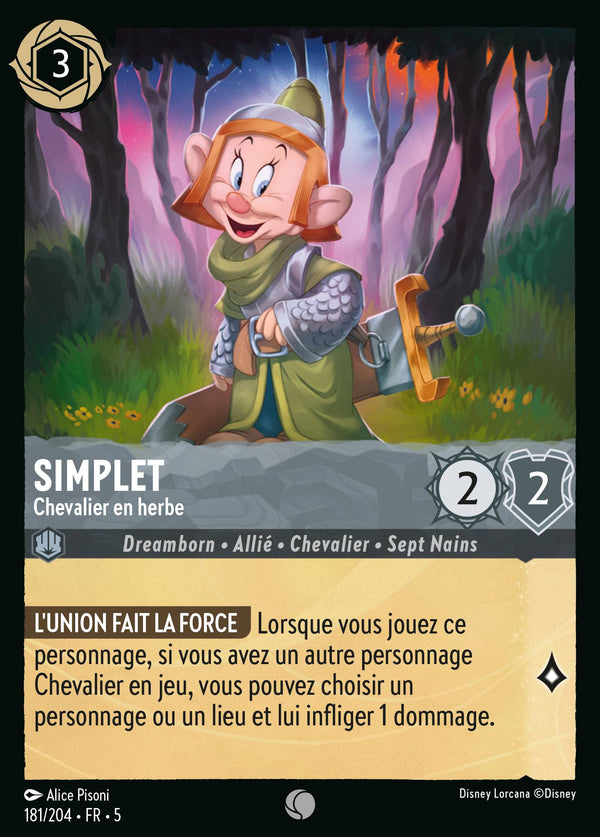 Simplet - Chevalier en herbe — Carte Disney Lorcana 181 Ciel Scintillant