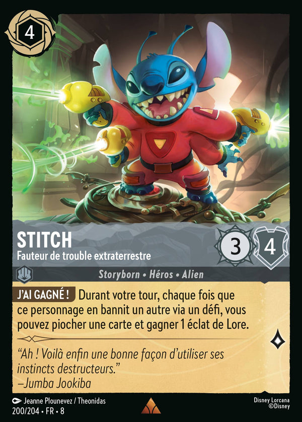 Stitch - Fauteur de trouble extraterrestre — Carte Disney Lorcana 200 Le Règne de Jafar