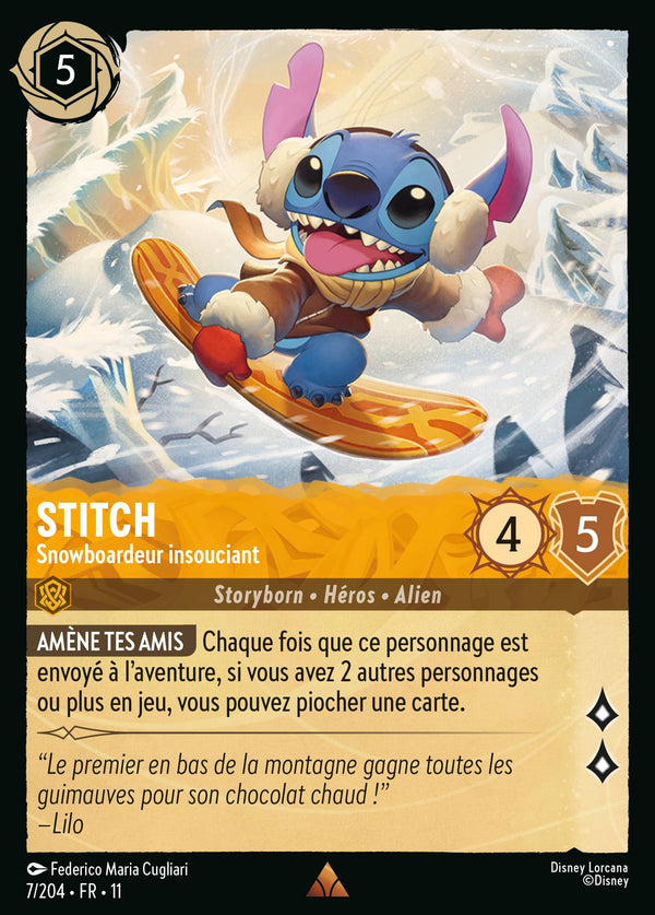 Stitch - Snowboardeur insouciant — Carte Disney Lorcana 7 Givresort
