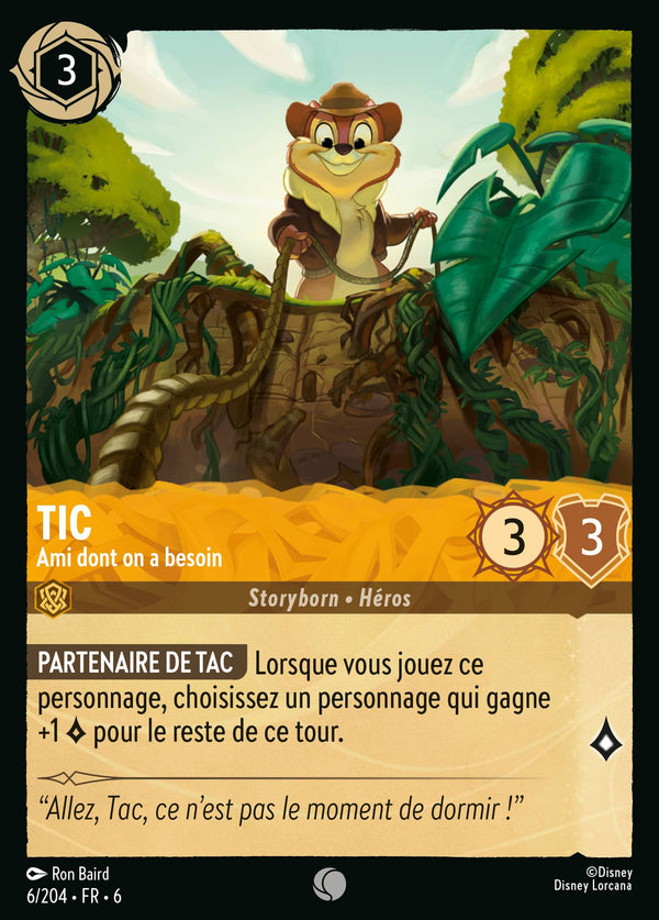 Tic - Ami dont on a besoin — Carte Disney Lorcana 6 La Mer Azurite