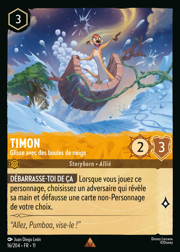 Timon - Glisse avec des boules de neige — Carte Disney Lorcana 16 Givresort