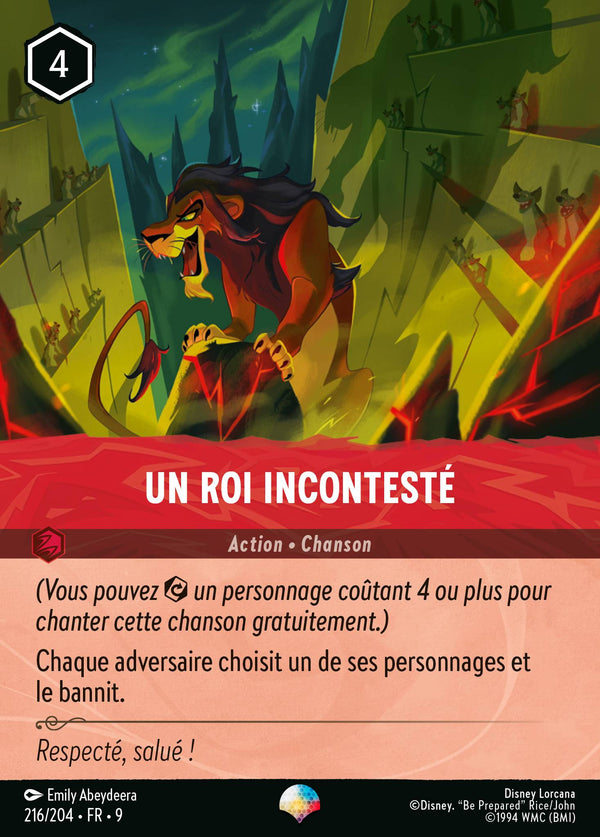 Un roi incontesté — Carte Disney Lorcana 216 Fabuleux