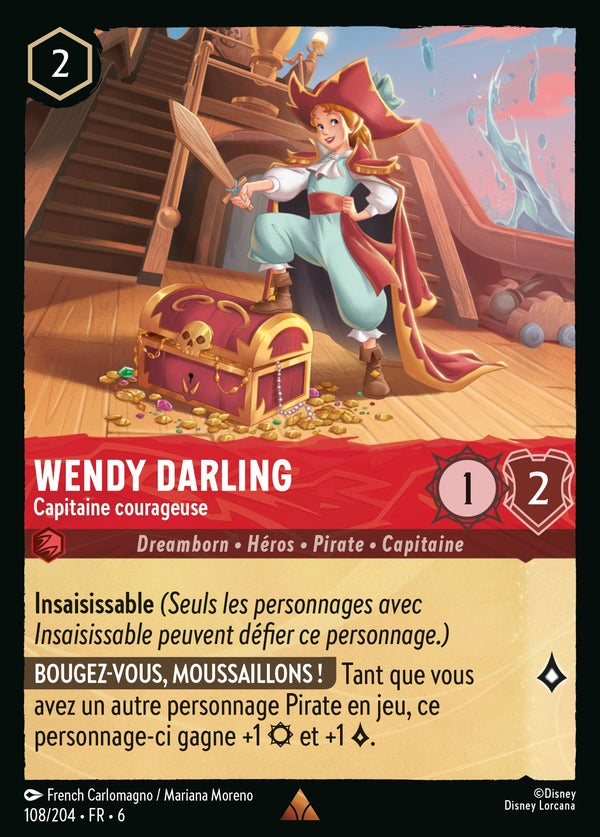 Wendy Darling - Capitaine courageuse — Carte Disney Lorcana 108 La Mer Azurite