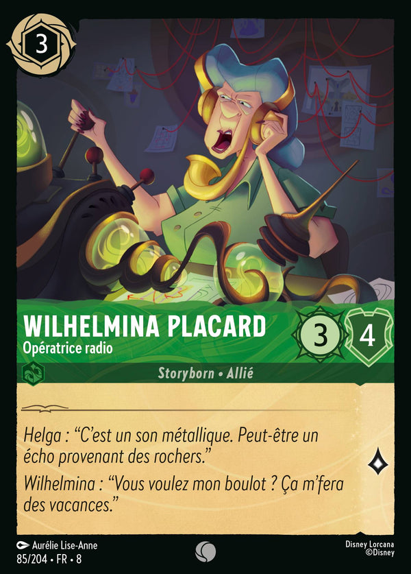 Wilhelmina Placard - L'opératrice radio — Carte Disney Lorcana 85 Le Règne de Jafar