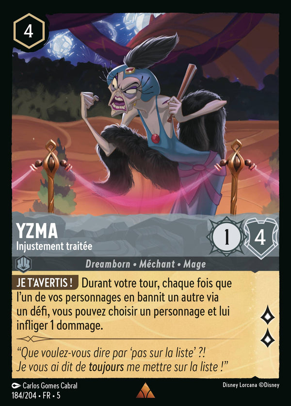 Yzma - Injustement traitée — Carte Disney Lorcana 184 Ciel Scintillant