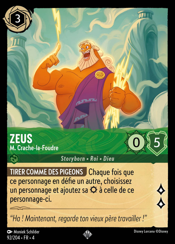 Zeus - M. Crache-la-Foudre — Carte Disney Lorcana 92 Le Retour d'Ursula