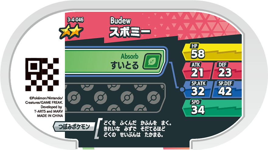 Meza Tag Rozbouton (3-4-046) verso Pokédex-entry Pokémon Mezastar Double Chain Set 4