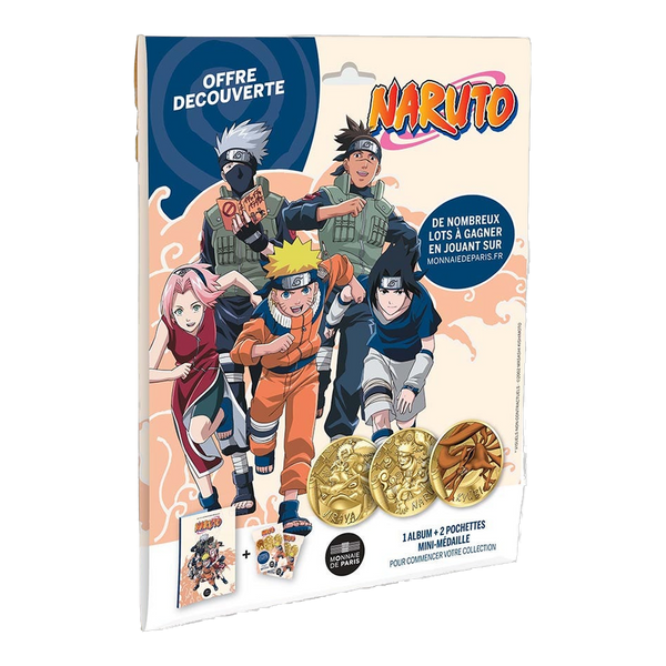 Kit Découverte Naruto Monnaie de Paris, album collector et 2 pochettes de mini-médailles