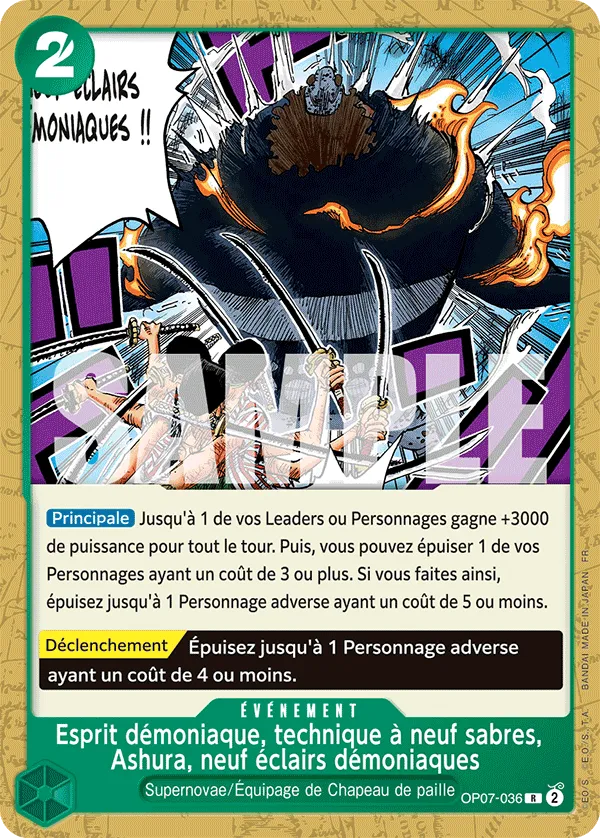 OP07-036 - Esprit démoniaque, technique à neuf sabres, Ashura, neuf éclairs démoniaques