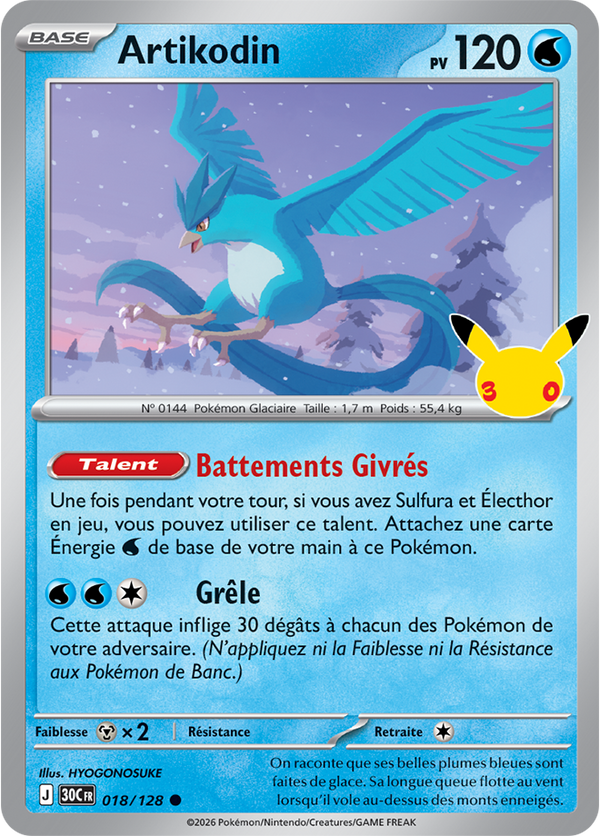 Artikodin — Carte Pokémon 018 30e Anniversaire