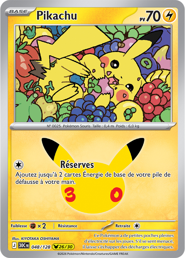 Pikachu — Carte Pokémon 048 30e Anniversaire