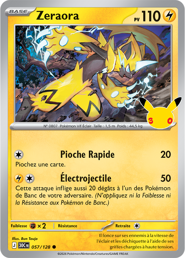 Zeraora — Carte Pokémon 057 30e Anniversaire