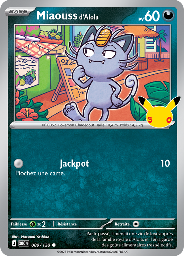 Miaouss d’Alola — Carte Pokémon 089 30e Anniversaire