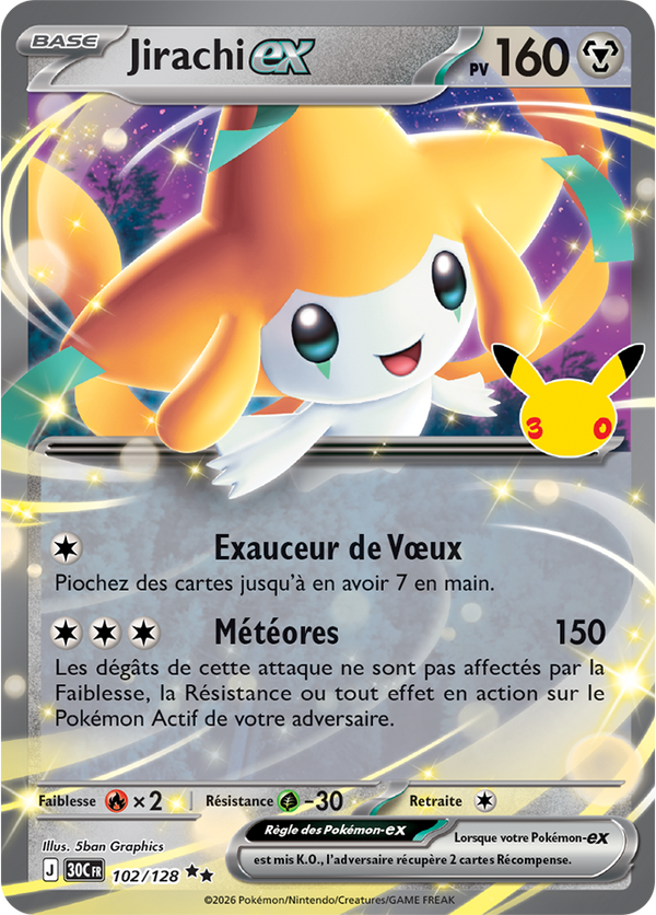 Jirachi-ex — Carte Pokémon 102 30e Anniversaire