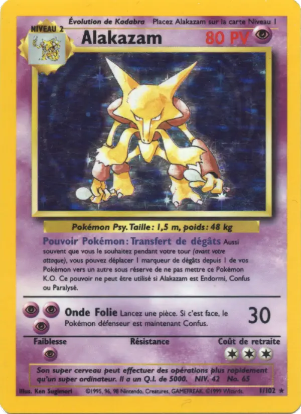 Alakazam — Carte Pokémon 1 Set de Base