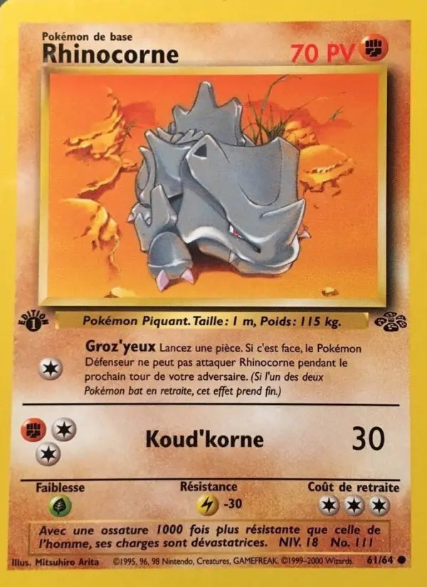 Rhinocorne — Carte Pokémon 61 Jungle