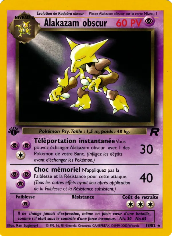 Alakazam obscur — Carte Pokémon 18 Team Rocket