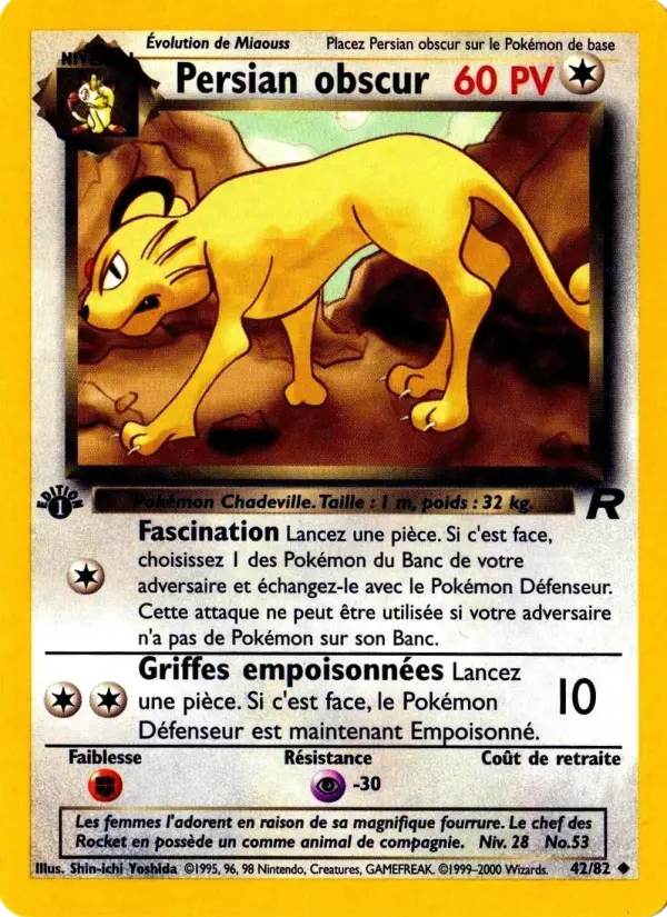 Persian obscur — Carte Pokémon 42 Team Rocket