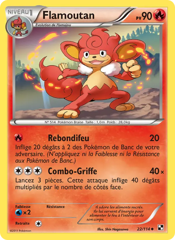Flamoutan — Carte Pokémon 22 Noir & Blanc