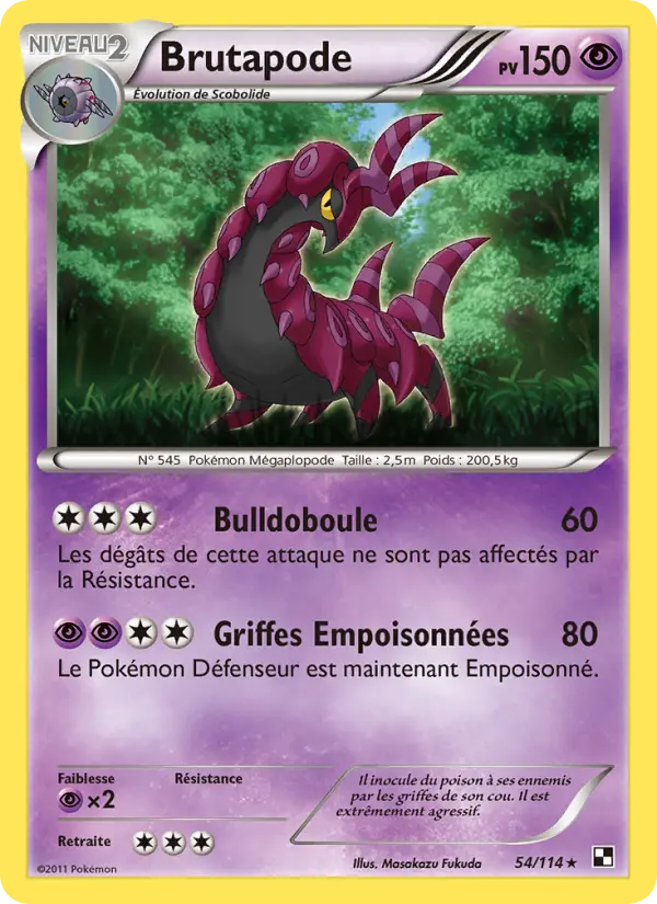 Brutapode — Carte Pokémon 54 Noir & Blanc