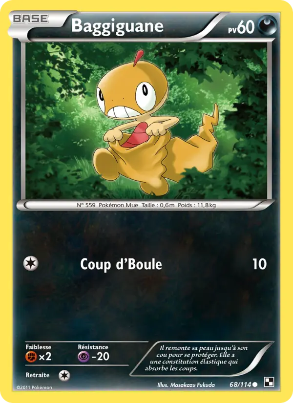 Baggiguane — Carte Pokémon 68 Noir & Blanc