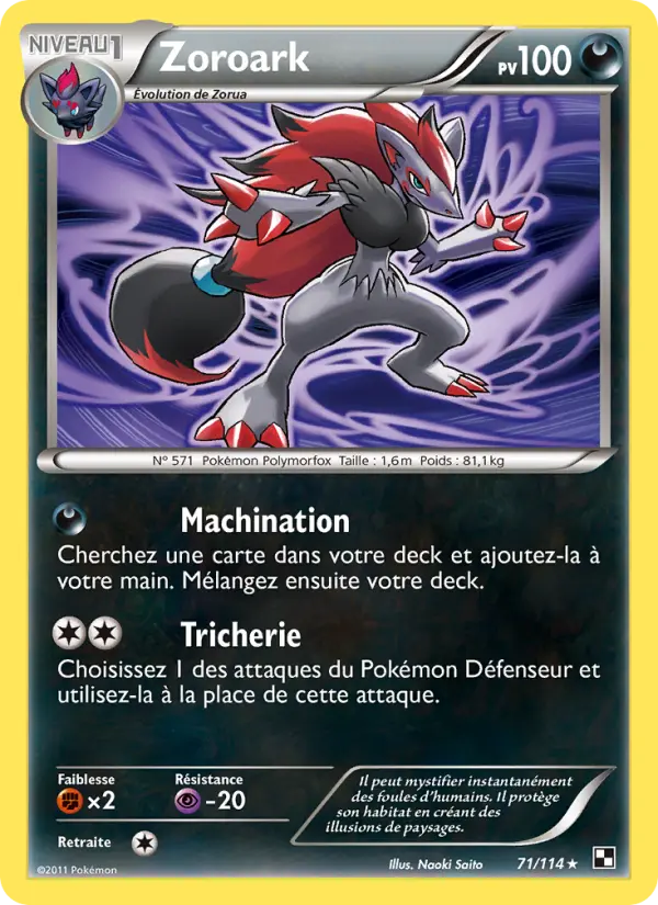 Zoroark — Carte Pokémon 71 Noir & Blanc