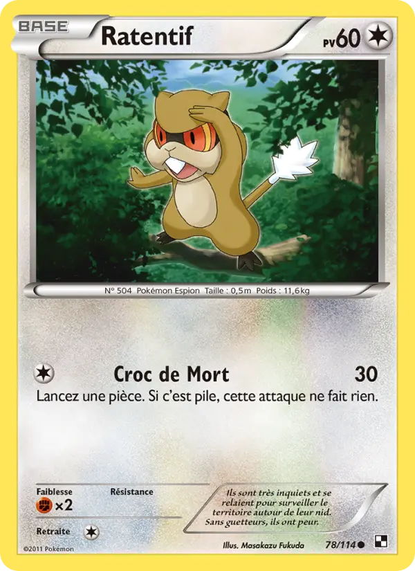 Ratentif — Carte Pokémon 78 Noir & Blanc