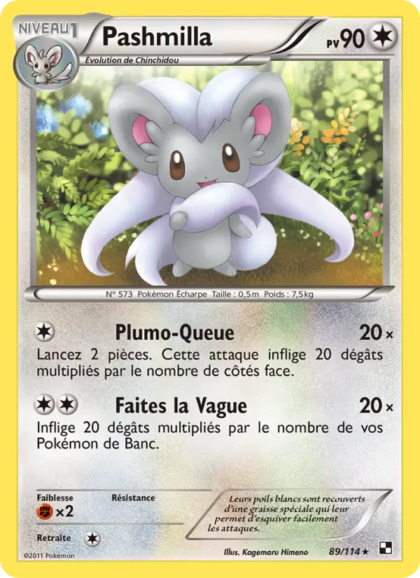 Pashmilla — Carte Pokémon 89 Noir & Blanc